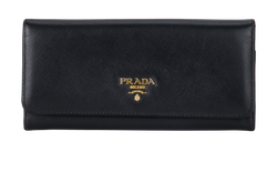 Prada Continental Wallet, Saffiano, Black, 224, 2*